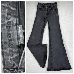 American Eagle bootcut Festival flare Black Jeans women 00/23X30 Mid rise Button